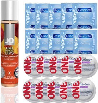 набор 20 шт Pasante + ONE + System JO H2O Peachy Lips (30 мл) SOS4644 фото