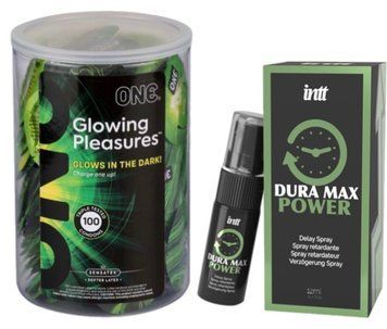 Набор из ONE Glowing Pleasures, 100 шт + Пролонгатор Intt Dura Max Power (12 мл) SOS9563 фото