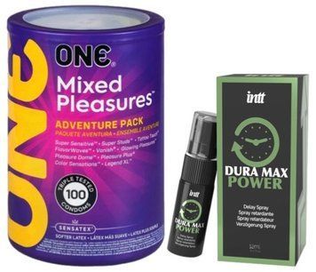 Набор из ONE Mixed Pleasures 100 шт + Пролонгатор Intt Dura Max Power (12 мл) SOS9463 фото