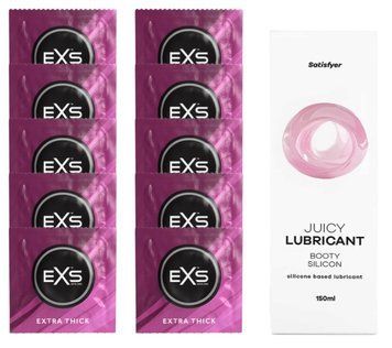 Набір: EXS Extra Thick 10 шт. + Лубрикант Satisfyer Booty Silicon 150 мл SOS11180 фото