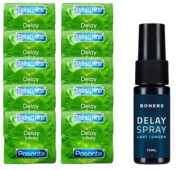 Комплект: Pasante Delay 10 шт + Пролонгатор Boners Delay Spray (15 мл) SOS11040 фото