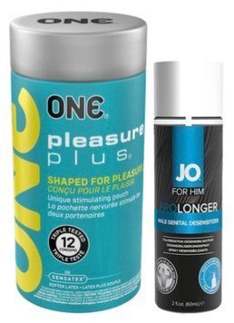 Набор из ONE Pleasure Plus 12 шт + Пролонгатор System JO Prolonger Spray with Benzocaine (60 мл) SOS9514 фото