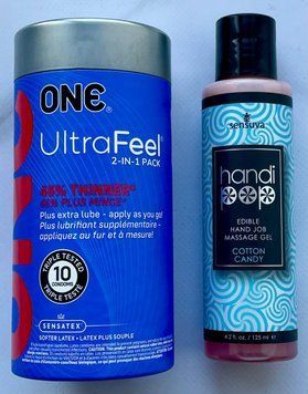 Комплект ONE UltraFeel 2-in-1 10 шт - Лубрикант Sensuva Handipop Cotton Candy (125 мл) SOS3395 фото