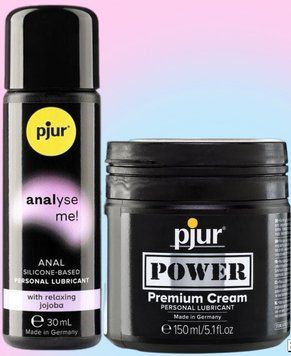 Набор лубрикантов pjur analyse me! Relaxing jojoba silicone 30 мл + pjur POWER Premium Cream 150 мл LB555 фото