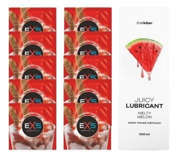 Комплект: EXS STRAWBERRY SUNDAE 10 шт. + Лубрикант Satisfyer Melty Melon 300 мл SOS11435 фото