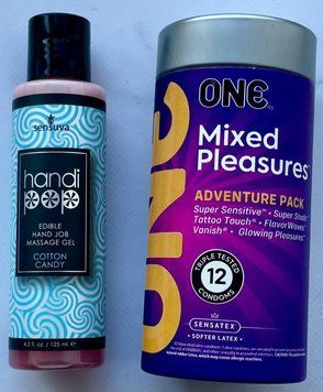 Комплект ONE Mixed Pleasures 12 шт - Лубрикант Sensuva Handipop Cotton Candy (125 мл) SOS3397 фото