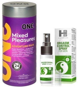 Набор из 24 шт ONE Mixed Pleasures + Пролонгатор SEXUAL HEALTH SERIES ORGASM CONTROL SPRAY, 15 МЛ SOS9366 фото