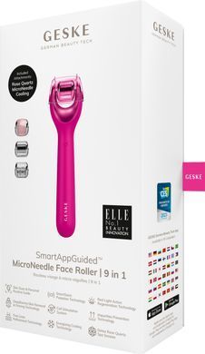 Электронный роллер для лица с микроиглами GESKE MicroNeedle Face Roller 9в1 magenta HB0186 фото