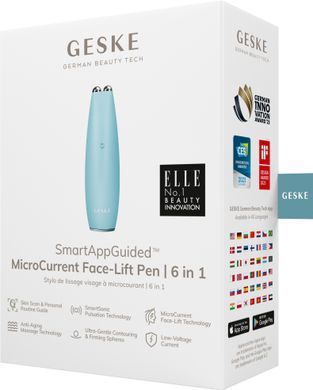 Мікрострумова ручка для підтяжки обличчя GESKE MicroCurrent Face-Lift Pen 6в1 turquoise HB0125 фото