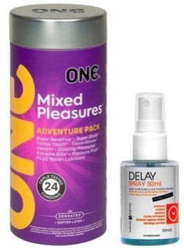 Набор из 24 шт ONE Mixed Pleasures + Пролонгатор LOVELY LOVERS DELAY SPRAY 50 ML SOS9367 фото