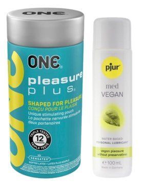 Набор ONE Pleasure Plus 12 шт + Лубрикант Pjur MED Vegan Glide 100 мл SOS13048 фото