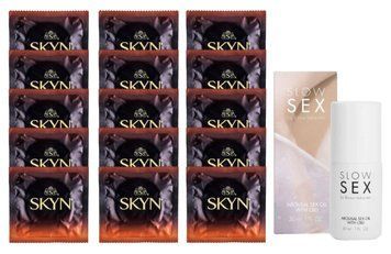 Комплект Skyn Warming 15 шт + SLOW SEX Arousal Sex Oil CBD (30 мл) SOS14505 фото
