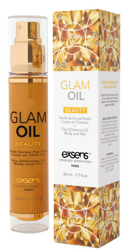 Парфумована суха олія-шиммер для тіла та волосся EXSENS Glam Oil (50 мл) &mdash; із золотистим сяйвом та олією солодкого мигдалю SO2363 фото