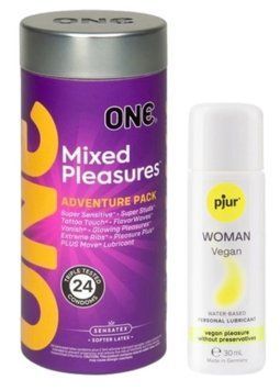 Комплект ONE Mixed Pleasures 24 шт + Pjur Woman Vegan 30 мл SOS12999 фото