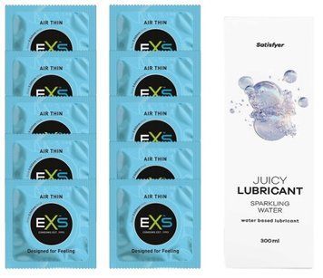 Набір: EXS Air Thin 10 шт. + Лубрикант Satisfyer Sparkling Water 300 мл SOS11185 фото