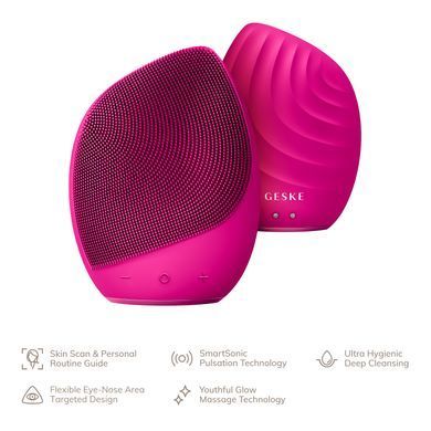 Електронна ультразвукова щітка для обличчя GESKE Sonic Facial Brush 5в1 magenta HB0065 фото