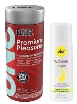 Комплект ONE Premium Pleasures 24 шт + Pjur Woman Vegan 30 мл SOS13000 фото