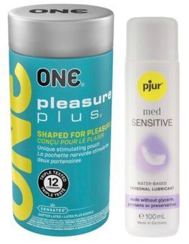 Набор ONE Pleasure Plus 12 шт. + Лубрикант Pjur MED Sensitive Glide 100 мл SOS13050 фото