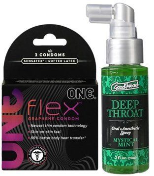 Комплект 3 шт ONE Flex + Спрей Doc Johnson GoodHead DeepThroat Spray - Mystical Mint 59 мл SOS6163 фото