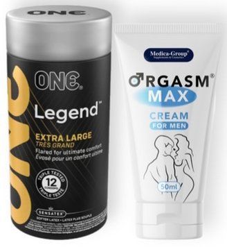 Набір з 12 шт ONE Legend Extra Large + Пролонгатор Medica-Group Orgasm Max for Men - krem 50 ml SOS9072 фото
