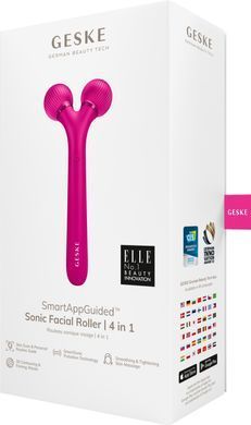 Электронный ультразвуковой ролик для лица GESKE Sonic Facial Roller 4в1 magenta HB0175 фото