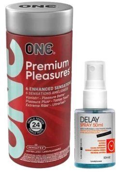 Набор из 24 шт ONE Premium Pleasures + Пролонгатор LOVELY LOVERS DELAY SPRAY 50 ML SOS9370 фото