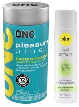 Набор ONE Pleasure Plus 12 шт + Лубрикант Pjur Pjur MED Repair Glide 100 мл SOS13051 фото
