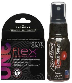 Комплект 3 шт ONE Flex + Спрей Doc Johnson GoodHead Tingle Spray - Sweet Cherry (29 мл) SOS6164 фото