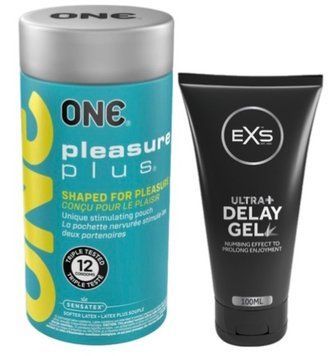 Набор из ONE Pleasure Plus 12 шт + Пролонгатор EXS Delay Gel Ultra+ 100ml SOS9521 фото