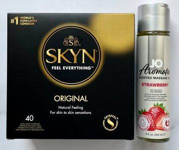 Набор 40 шт SKYN Original + System JO Aromatix &mdash; Massage Oil &mdash; Strawberry 120 мл SOS1634 фото
