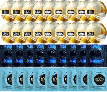 Набір 36 шт ONE ONE Banana Split + Pasante Extra Safe + EXS Air Thin SOS7523 фото