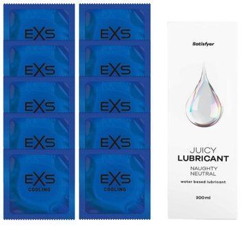 Набір: EXS Cooling 10 шт. + Лубрикант Satisfyer Naughty Neutral 300 мл SOS11139 фото