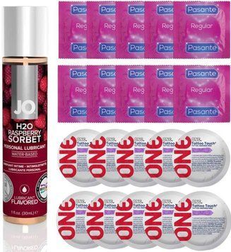 Набор 20 шт Pasante Regular и ONE Tattoo Touch + System JO H2O &mdash; Raspberry Sorbet (30 мл) SOS4863 фото