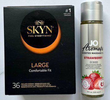 Набор 36 шт SKYN Large + System JO Aromatix &mdash; Massage Oil &mdash; Strawberry 120 мл SOS1635 фото