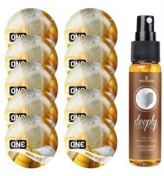 Комплект ONE Banana Split 10 шт + Sensuva Deeply Love You &ndash; Chocolate Coconut, 29 мл SOS13746 фото