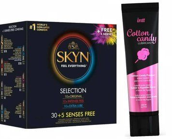 Набор : Skyn Selection 30 шт + 5 of 5 Senses и Лубрикант Intt Cotton Candy (100 мл) SOS67 фото
