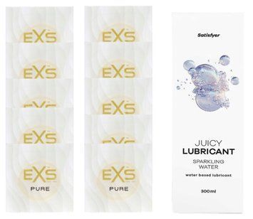 Комплект: з EXS Pure 10 шт + Лубрикант Satisfyer Juicy Sparkling water based 300 мл SOS11292 фото