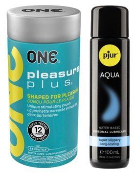 Набор ONE Pleasure Plus 12 шт + Лубрикант Pjur Pjur Woman Aqua 100 мл SOS13056 фото