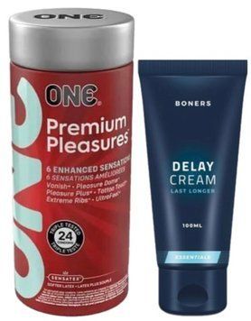 Набір з 24 шт ONE Premium Pleasures + Пролонгатор Boners Delay Cream 100 мл SOS9375 фото