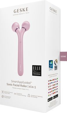 Электронный ультразвуковой ролик для лица GESKE Sonic Facial Roller 4в1 pink HB0181 фото