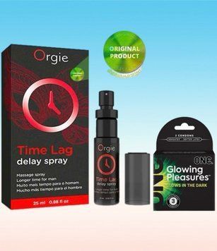 Пролонгатор для чоловіків Time Lag, 25 мл. ORGIE + One Glowing Pleasures Triple Set 3 шт SOS6685 фото