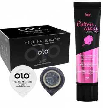 Набір :OLO Feeling Ultrathin 10 шт та Лубрикант Intt Cotton Candy 100 мл SOS234 фото