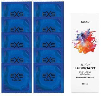 Набір: EXS Cooling 10 шт. + Лубрикант Satisfyer Juicy Euphoric Orgasm, 300 мл SOS11143 фото
