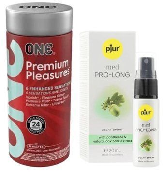 Набір з 24 шт ONE Premium Pleasures + Пролонгатор pjur MED Prolong Spray 20 мл SOS9382 фото