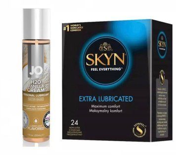SKYN Extra Lube 24 шт и Лубрикант System JO H2O &mdash; VANILLA CREAM 30 мл SOS190 фото