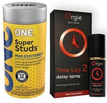 Набор 12 шт ONE Super Studs + Orgie Time Lag 2 Delay Spray, 10 мл SOS9035 фото