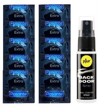 Комплект Pasante Extra Safe 10 шт + pjur Backdoor (20 мл) SOS14164 фото