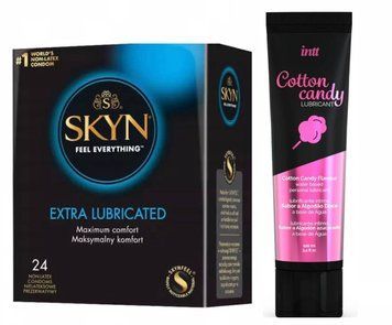 Набор : Skyn Exstra Lube 24 шт и Лубрикант Intt Cotton Candy (100 мл) SOS70 фото