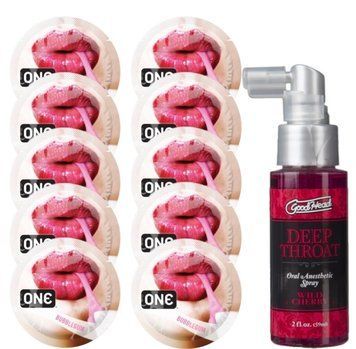 Комплект ONE Bubblegum 10 шт + Doc Johnson GoodHead DeepThroat Spray Wild Cherry (59 мл) SOS13900 фото