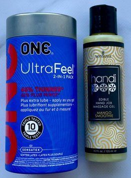 Набор ONE UltraFeel 2-in-1 10 штук - Лубрикант вкусовой Sensuva Handipop Mango Smoothie (125 мл) SOS3364 фото